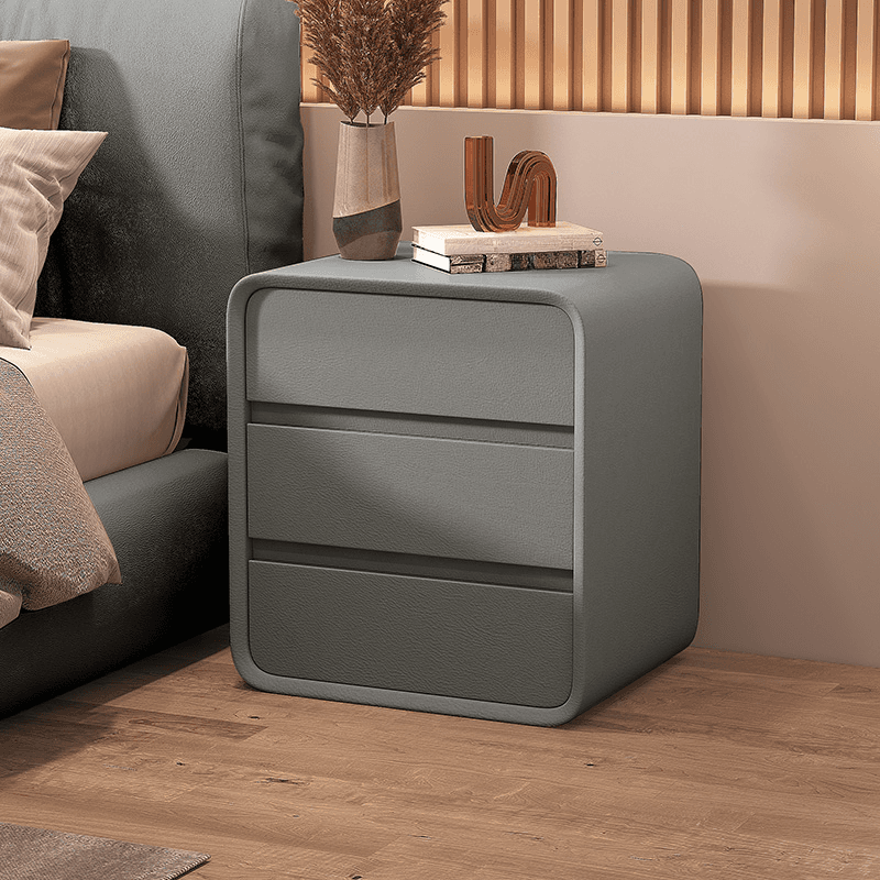 Organic Modern Nightstand With Drawer Organization with 3 Drawers and Pleather Countertop - image 5