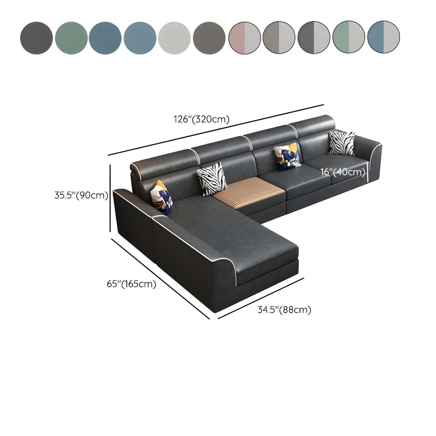 Scandinavian Reversible L-Shape Modular Wood Frame Corner Sectional with Chaise - image 23