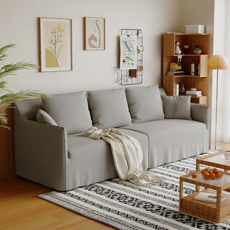 Standard Sofa/Loveseat in Light Gray/Emerald Green/Beige with Dressmaker Skirt and 5 Pillows