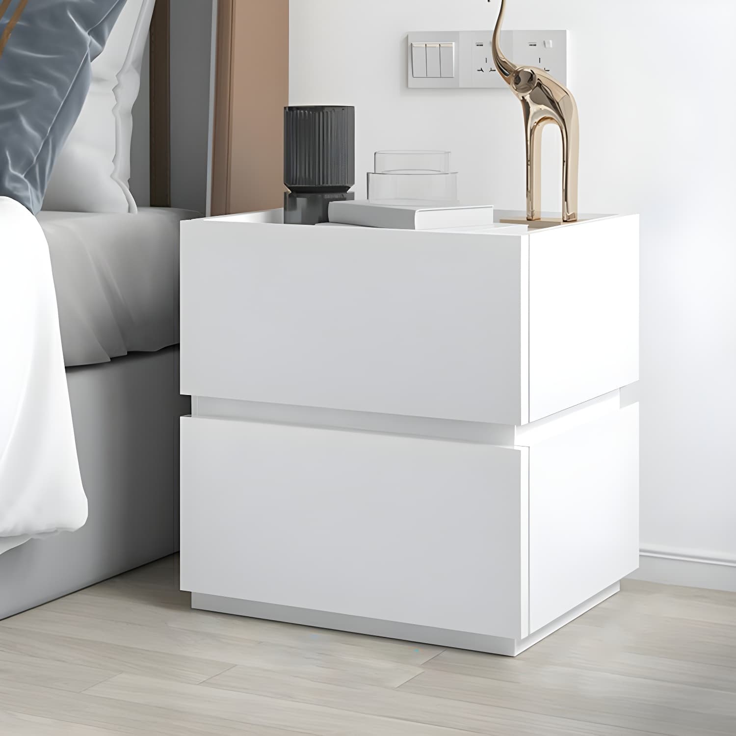 19.1" Tall 2 - Drawer Nightstand Wooden Accent Table Nightstand for Bedroom - image 14
