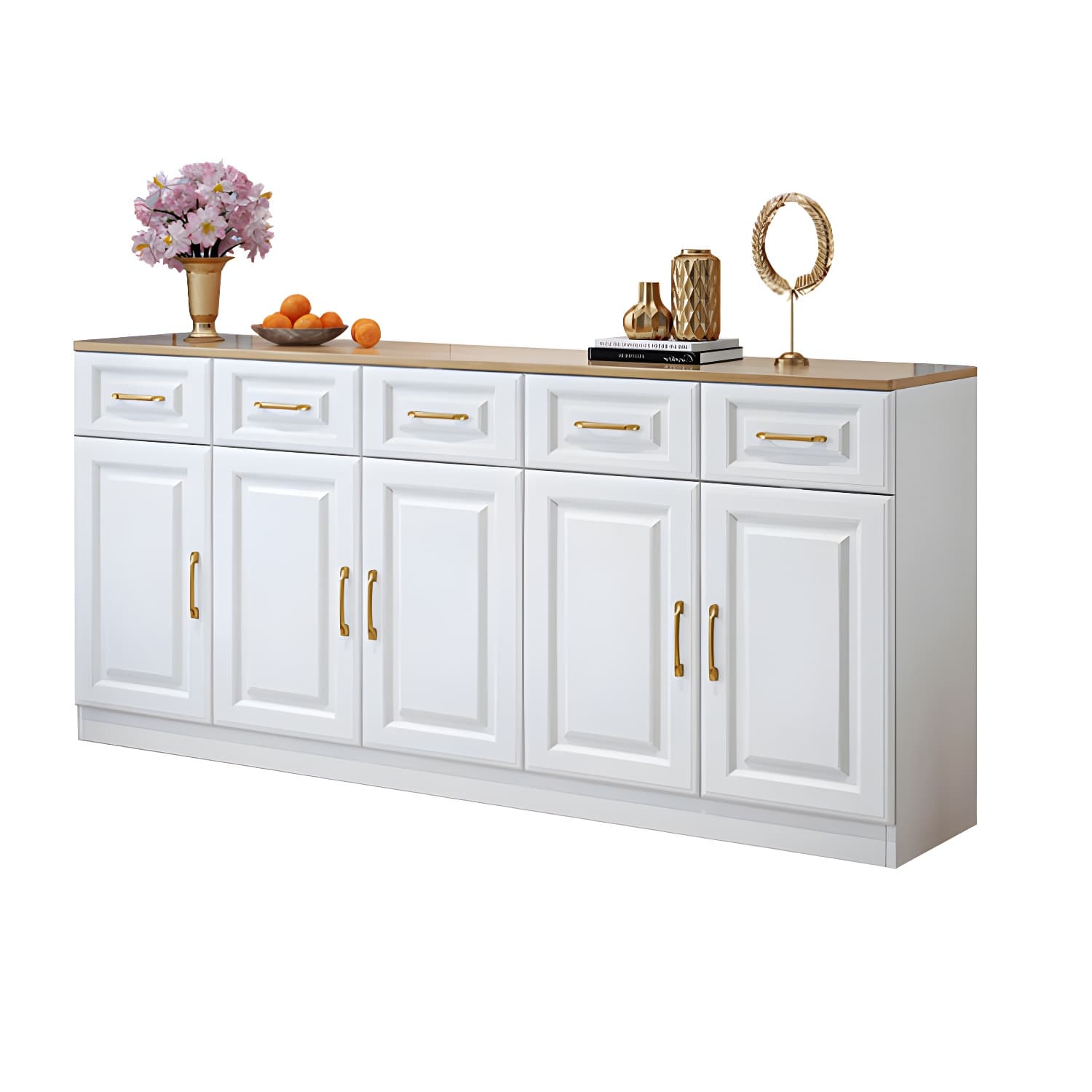 Modern Wood Buffet Sideboard with Drawers, Cabinets, and Shelves - image 16