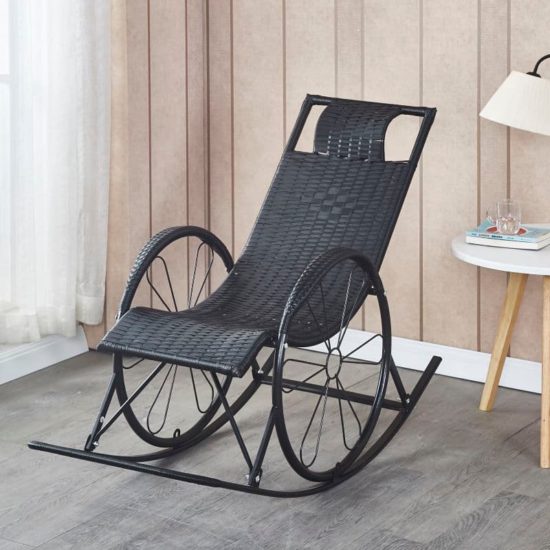 Simplistic Synthetic Rocking Chair, Scratch-tolerant with Track Arm