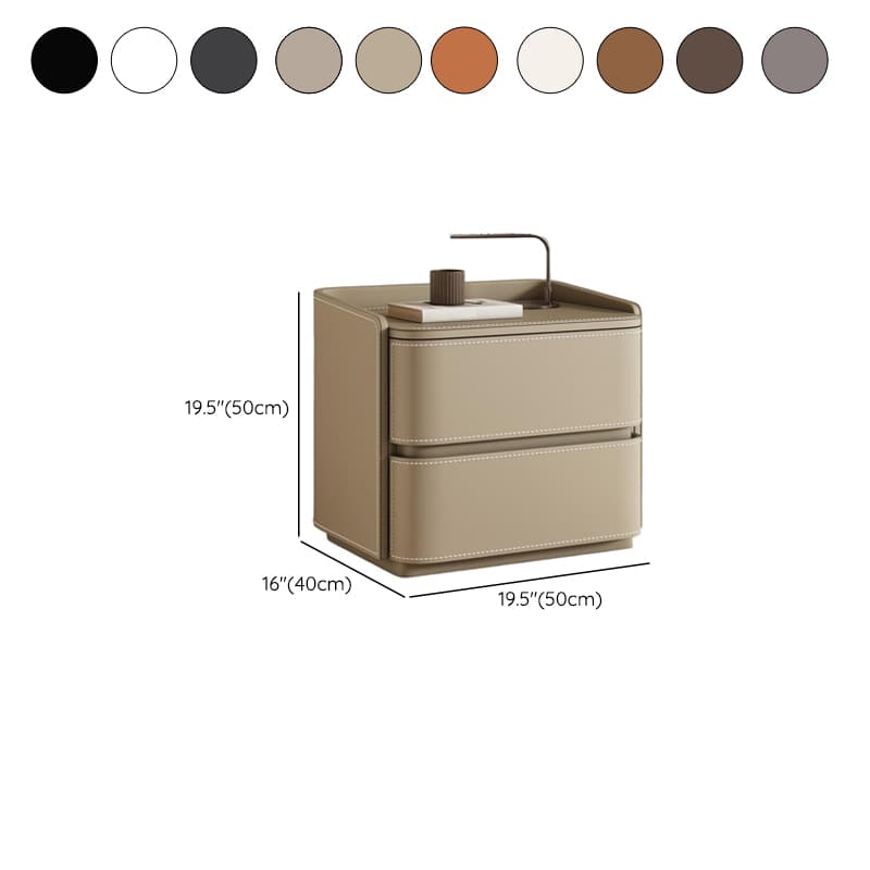 Modish Nightstand With Drawer Organization Featuring 2 Drawers and Pleather Countertop - image 17