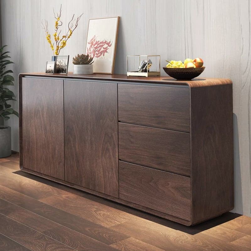 Simplistic 3 Drawers Freestanding Floor Sideboard/Server in Wood with 3 Shelves and Cabinet - image 5