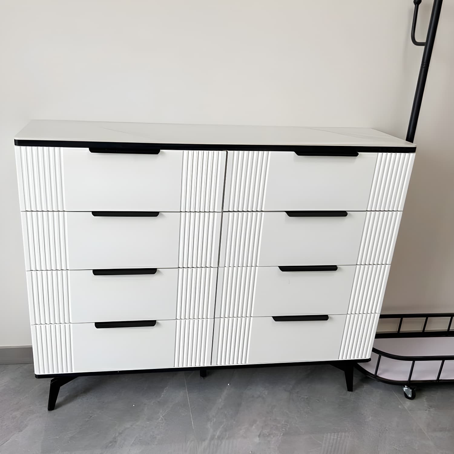 Drawers Included Modern Chest with Stone Countertop and Metal Legs - image 6