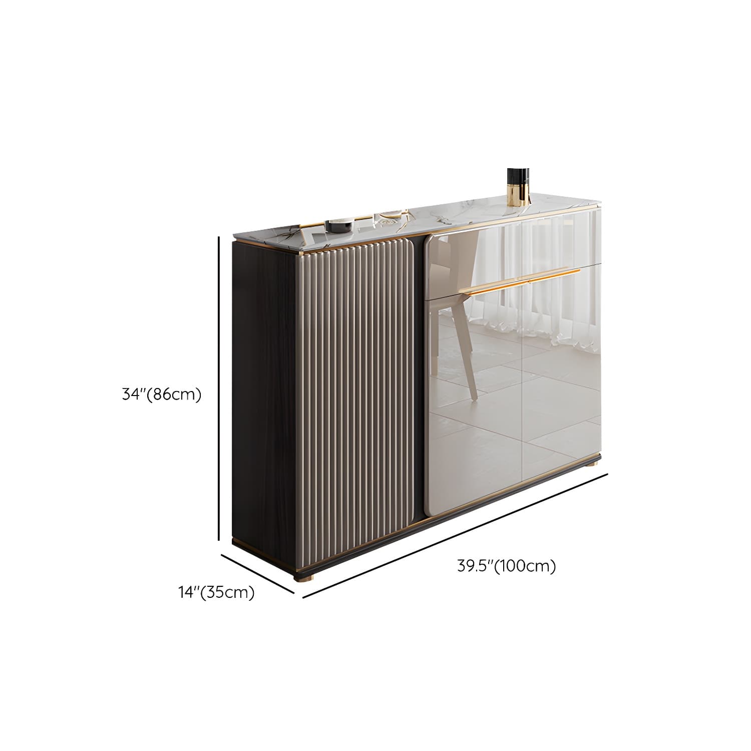 Stone Buffet Sideboard Glam Adjustable Shelves Buffet Credenza with Drawers and Cabinets - image 15