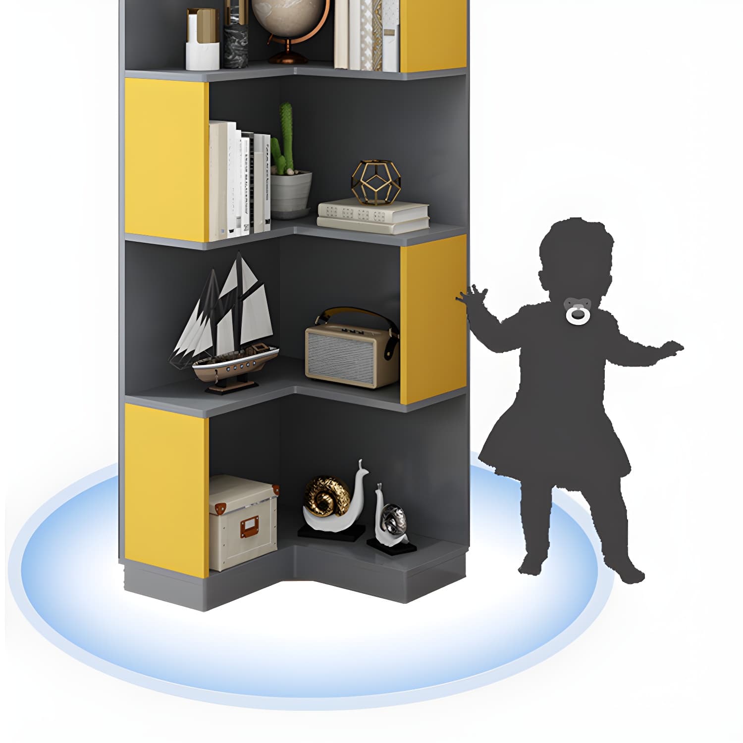 Contemporary Corner Standard with Shelves Manufactured Wood Accent Chest - image 9