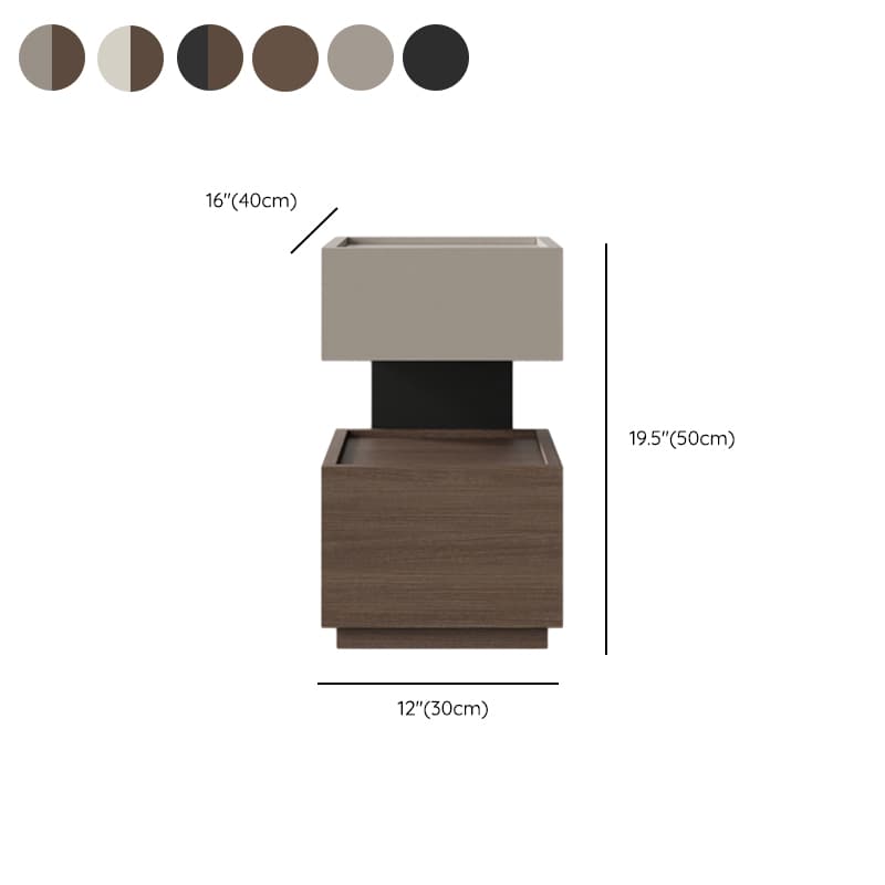 Organic Modern 2 Tiers Nightstand With Drawer Organization, 2 Shelves, Real Wood Countertop, and Illuminating Feature - image 11