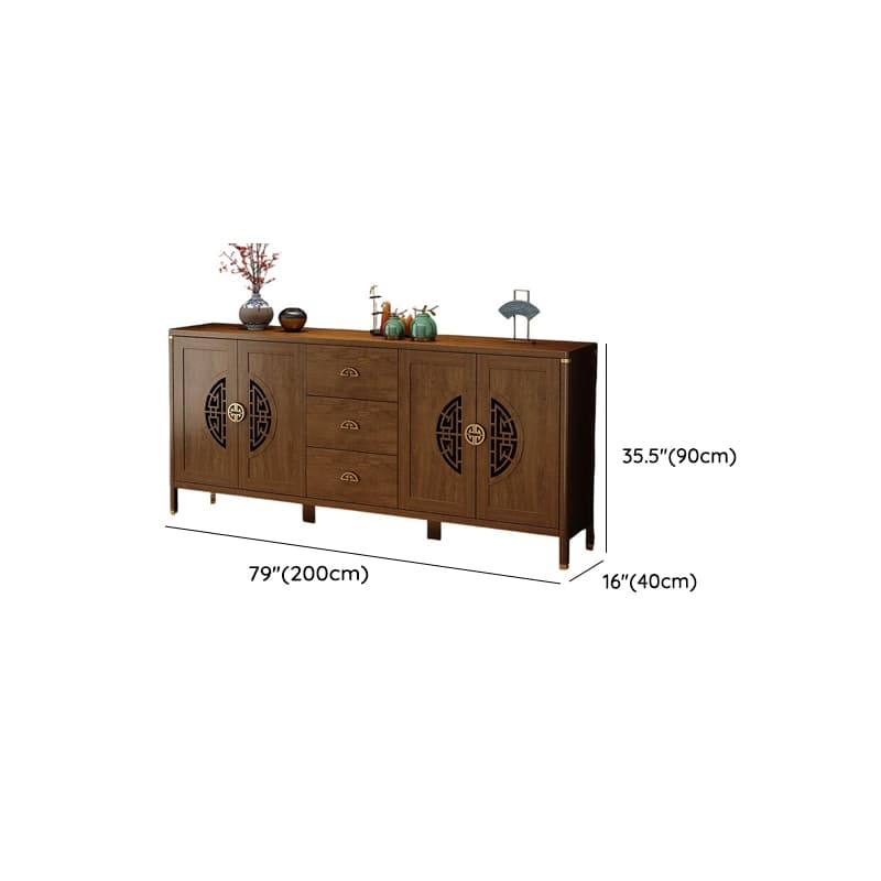 Espresso Standard/Wide/Narrow Timber Sideboard with 4 Doors/3 Doors/2 Doors, Adaptable Shelf and Pantry Hutch, 3 Drawers/6 Drawers/2 Drawers Included/Not Included - image 16