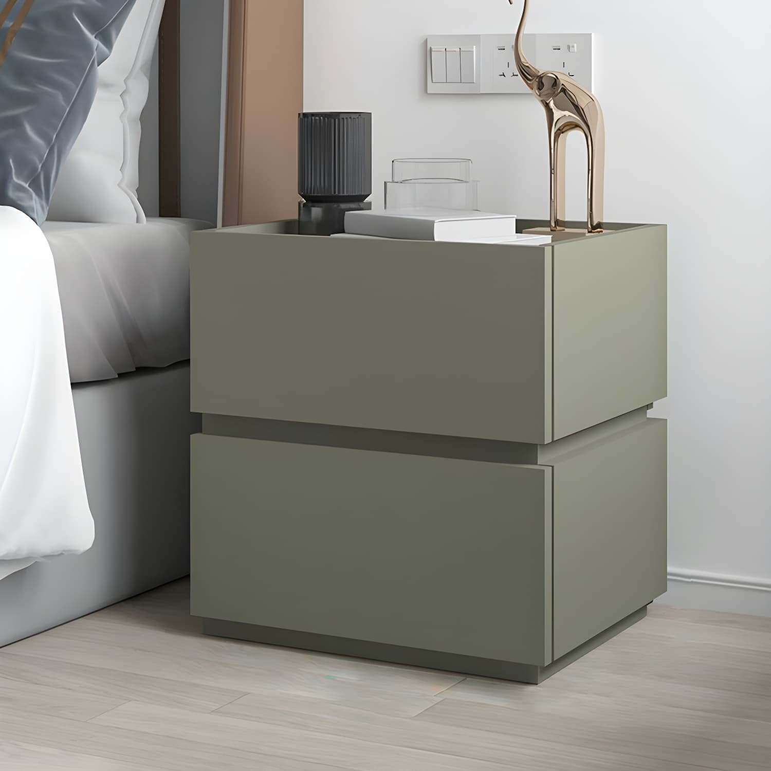 19.1" Tall 2 - Drawer Nightstand Wooden Accent Table Nightstand for Bedroom