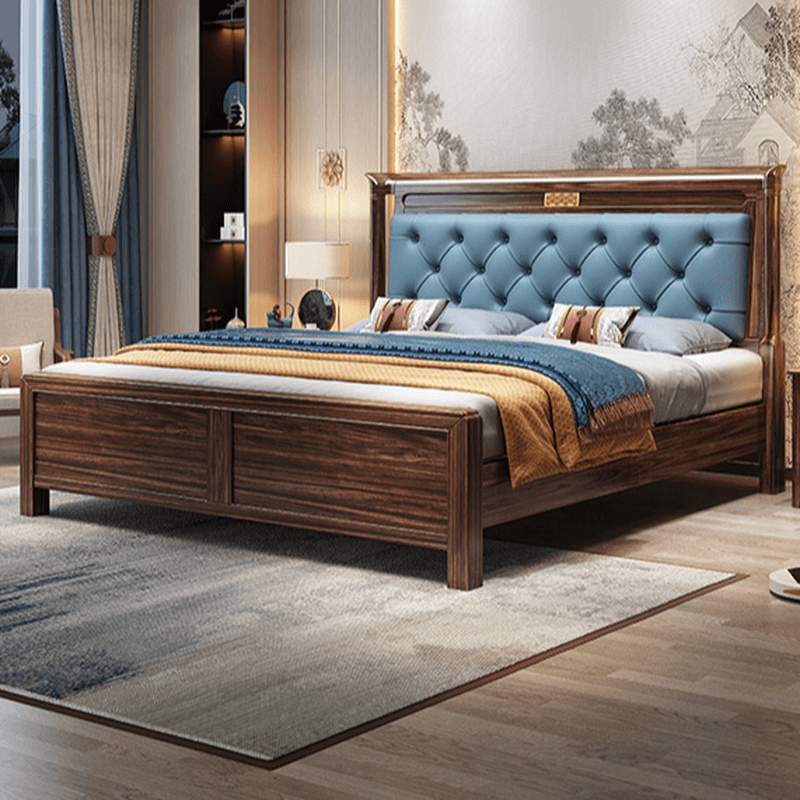 Lumber Solid Color Framed Storage Bed Frame/Pallet Bed Frame with Decorative-stitched Headboard for Living Room