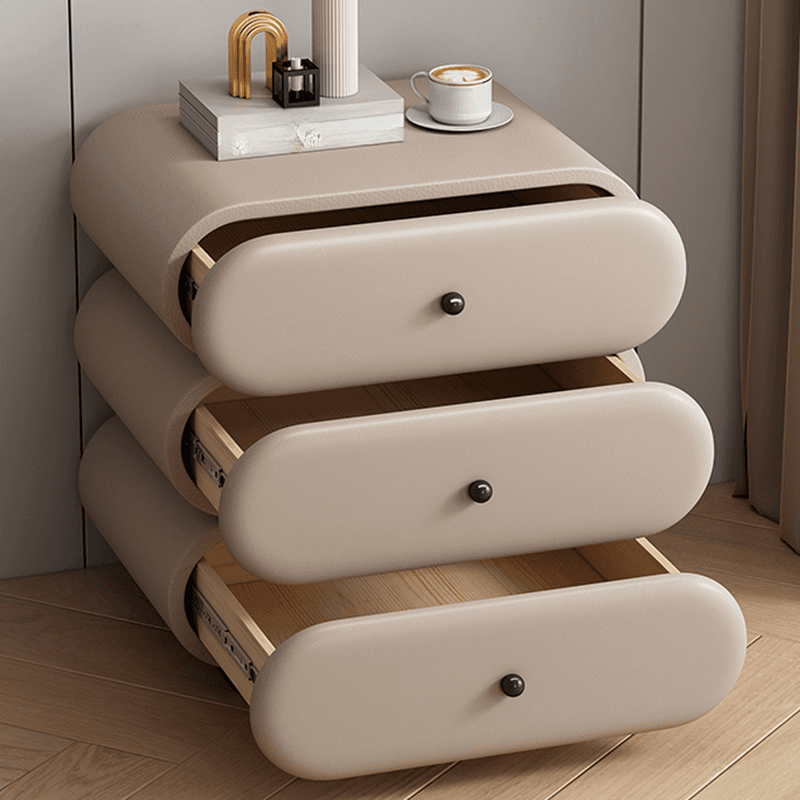 Old School 3-Tier Pleather Countertop Drawer Storage Nightstand - image 11
