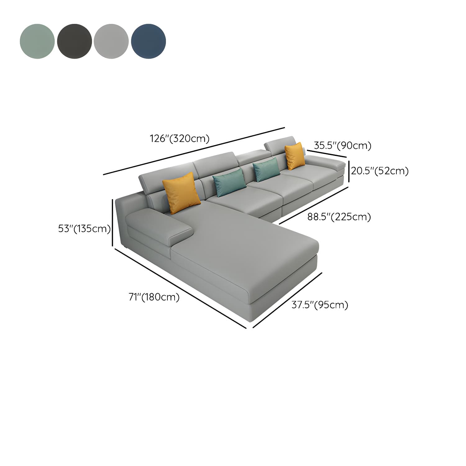 Modern L-Shape Sofa Chaise in Large Size with Cushion Back and Sponge Seat Fill - image 19