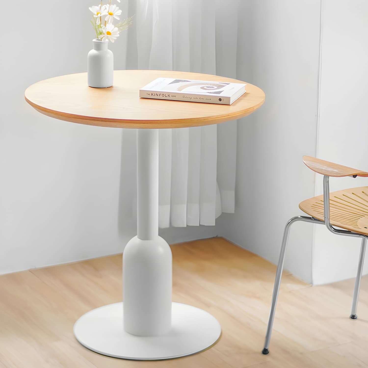 Industrial Style Dining Site Table MDF Dining Room Furniture with Pedestal Base - image 3