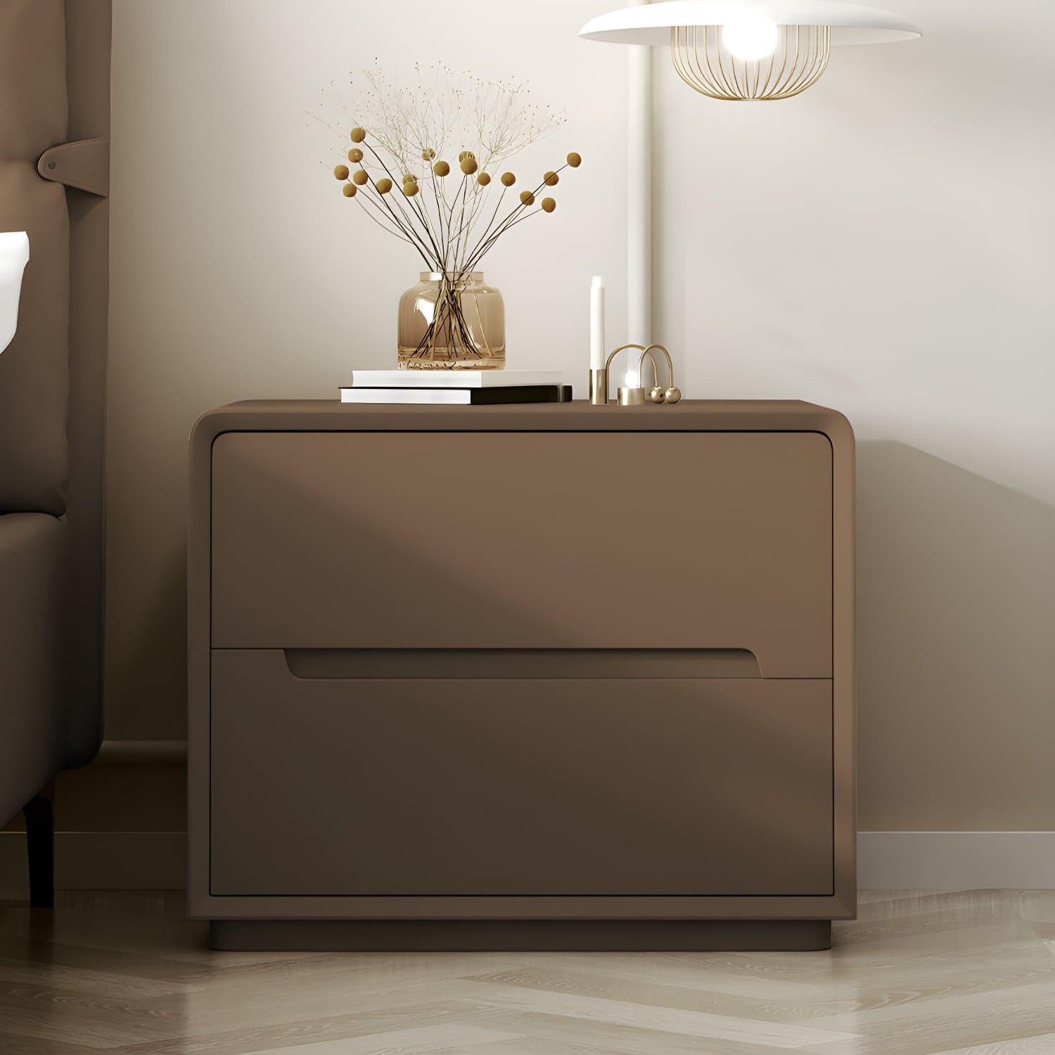Modern Wood Drawer Nightstand for Small Spaces with 2 Drawers in Narrow Design - image 4