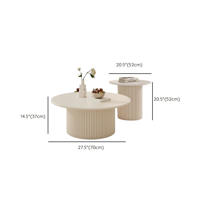 Round Nesting Coffee Tables Scandinavian Stone Top Steel Base - image 17