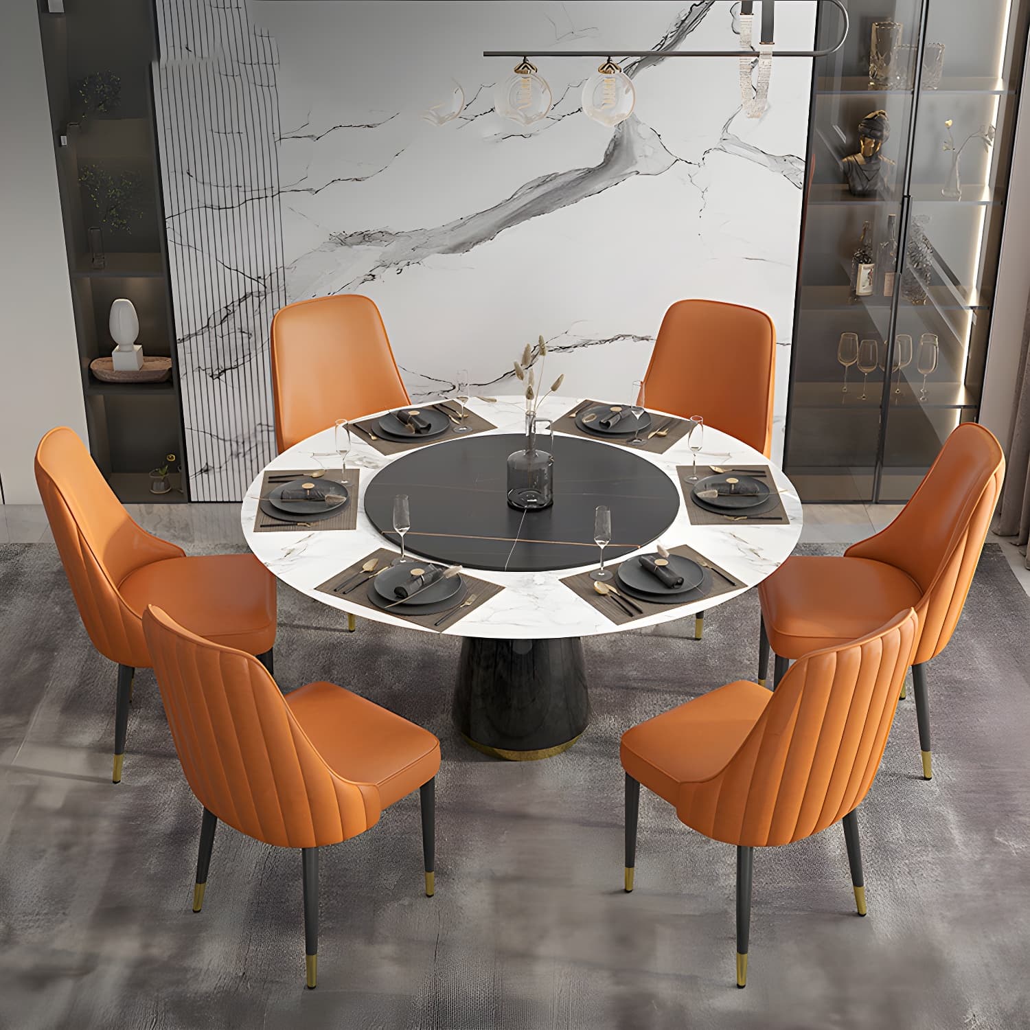 Glam Style Side Chair PU Leather Dining Chair for Living Room - image 21