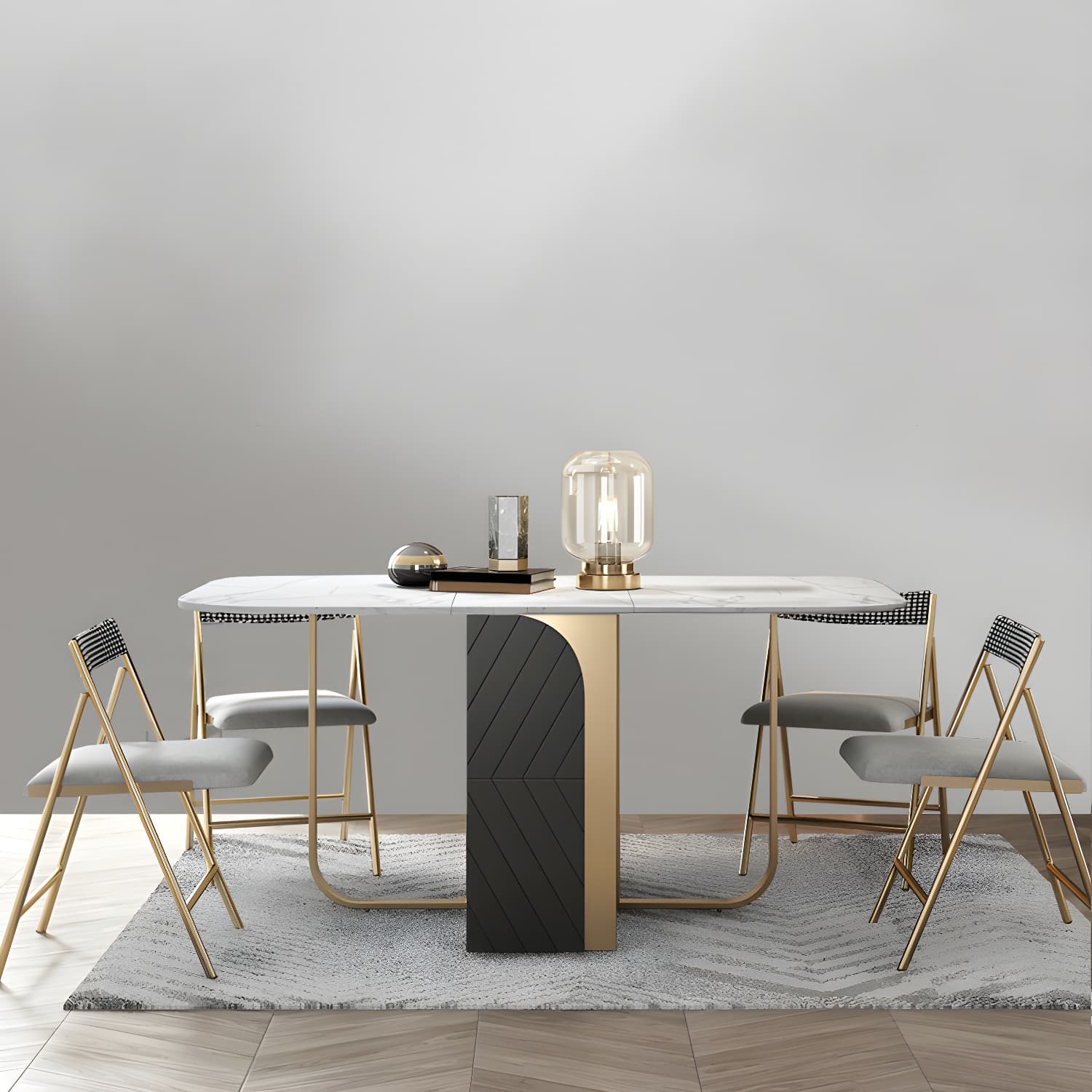 Modern 1/2/3/4/5 Pieces Rectangle Dining Table Set with Stone Top Foldable Dinette Set - image 14