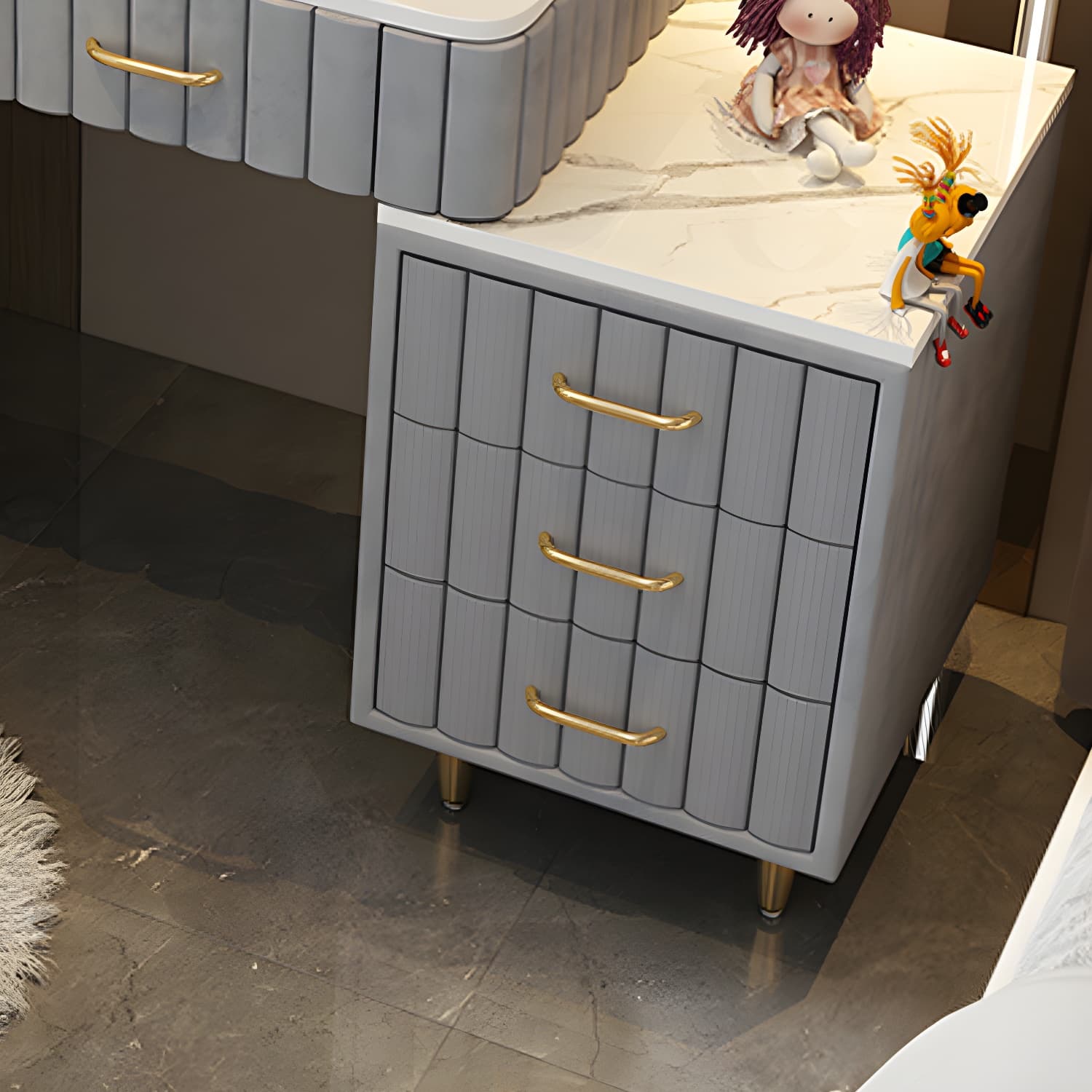 Wooden Makeup Vanity Storage Box Vanity Dressing Table for Bedroom - image 10