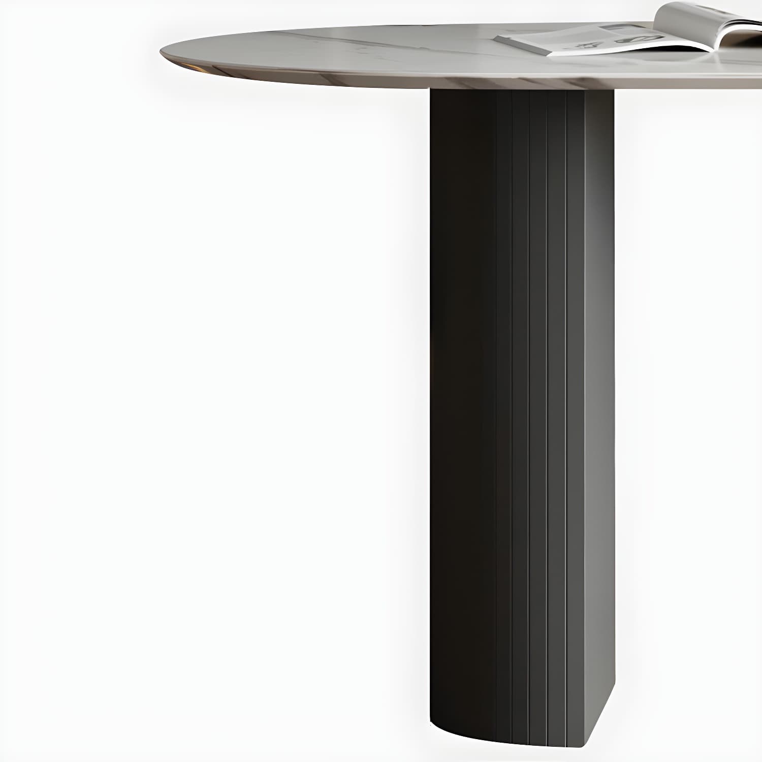 Modern Oval Dinette Table Sintered Stone Top Black Steel Double Pedestal Table - image 10