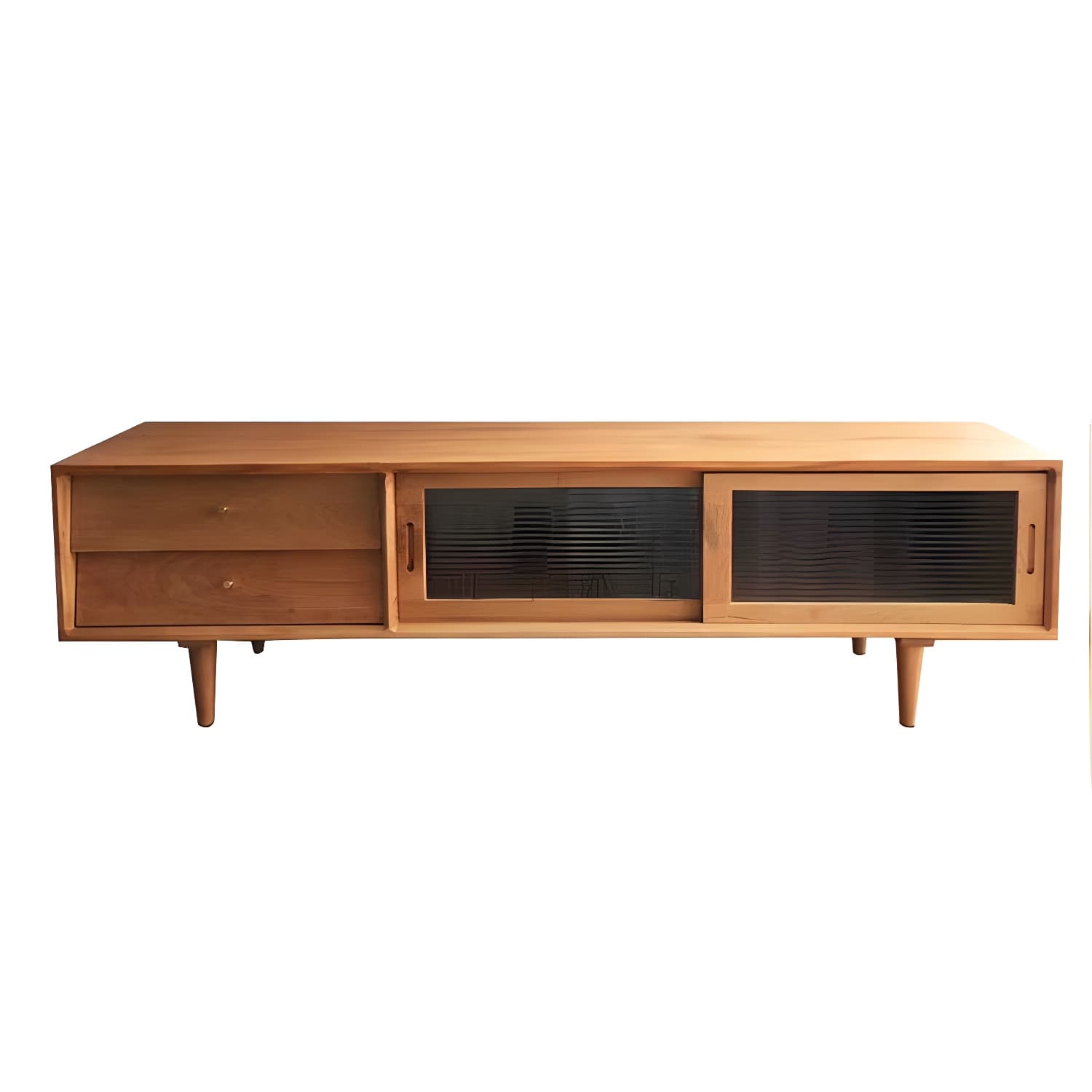Industrial TV Media Stand Solid Wood 2 Drawers Stand Console - image 5