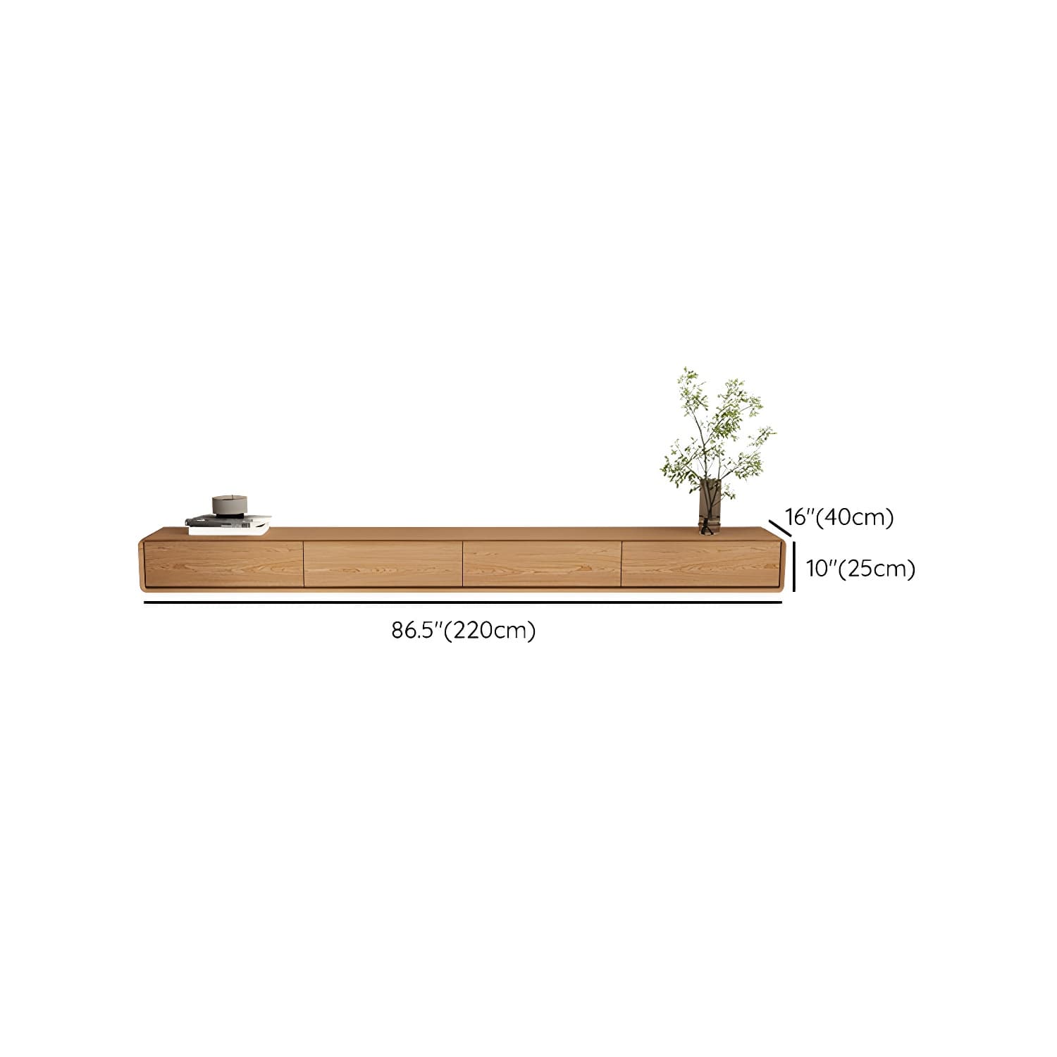 Contemporary Wood Media Console TV Stand in Natural with Drawers - image 15