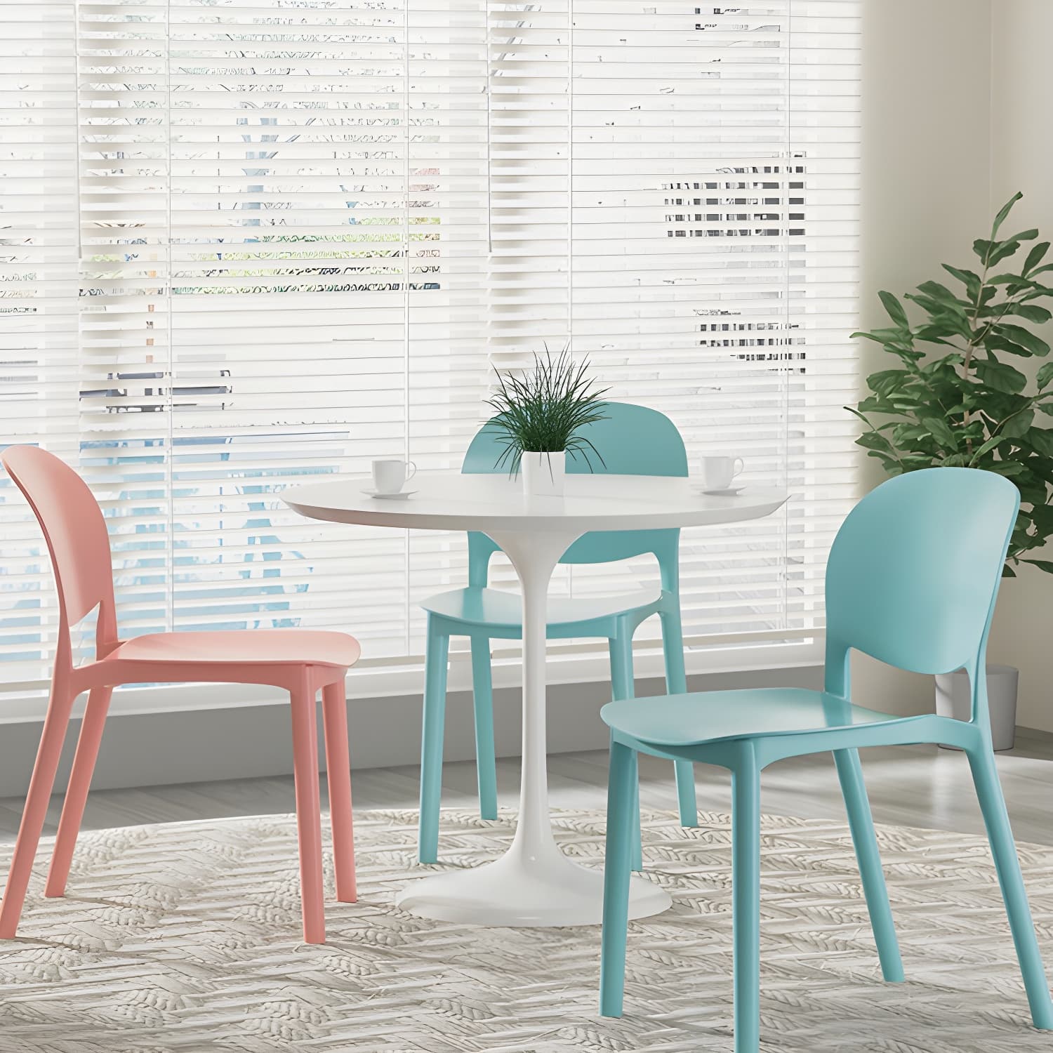 Nordic Backrest Stackable Chair with Acrylic Legs for Dining Room - image 16