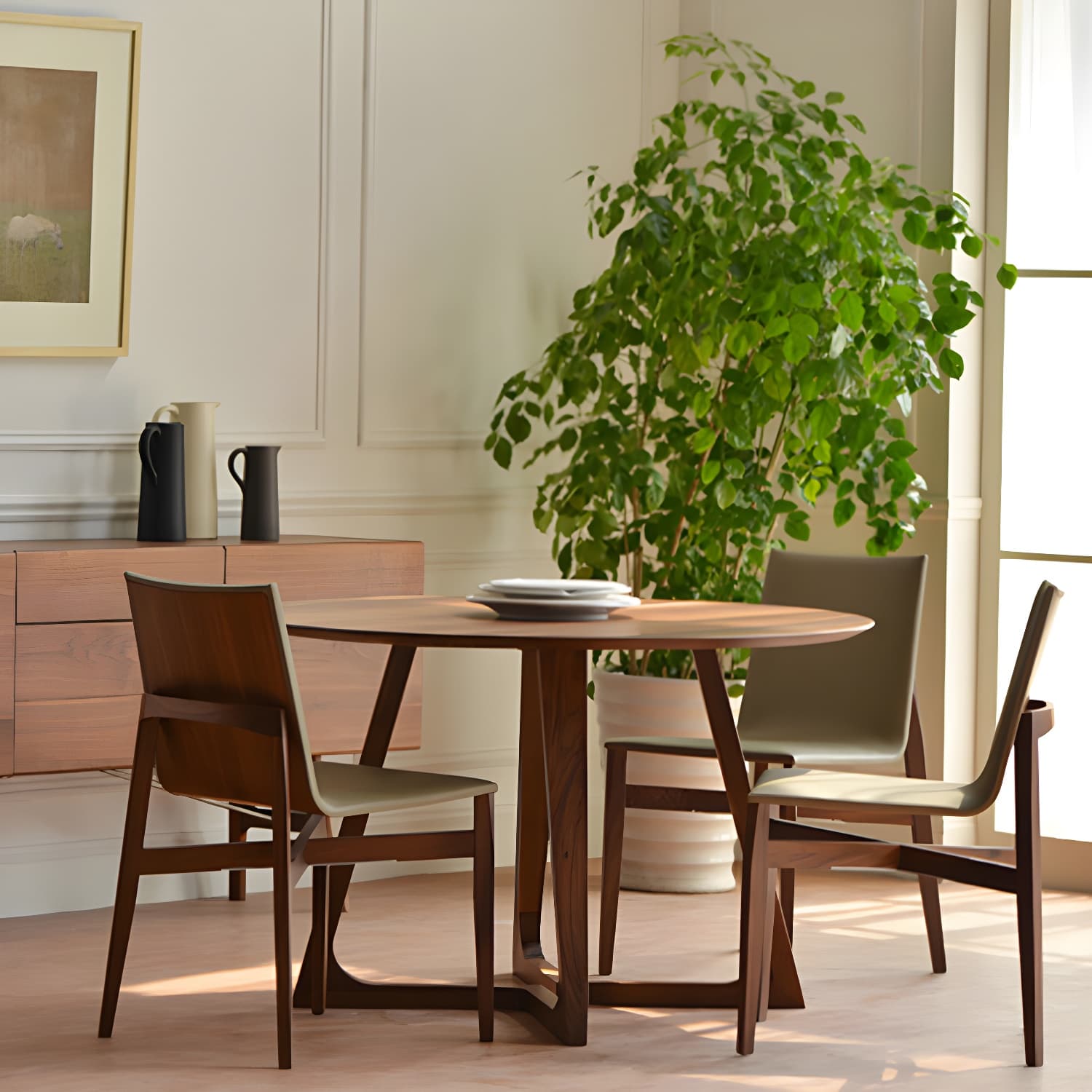 Simple Walnut Ash Dining Table Double Solid Wood Pedestal Home Table - image 4