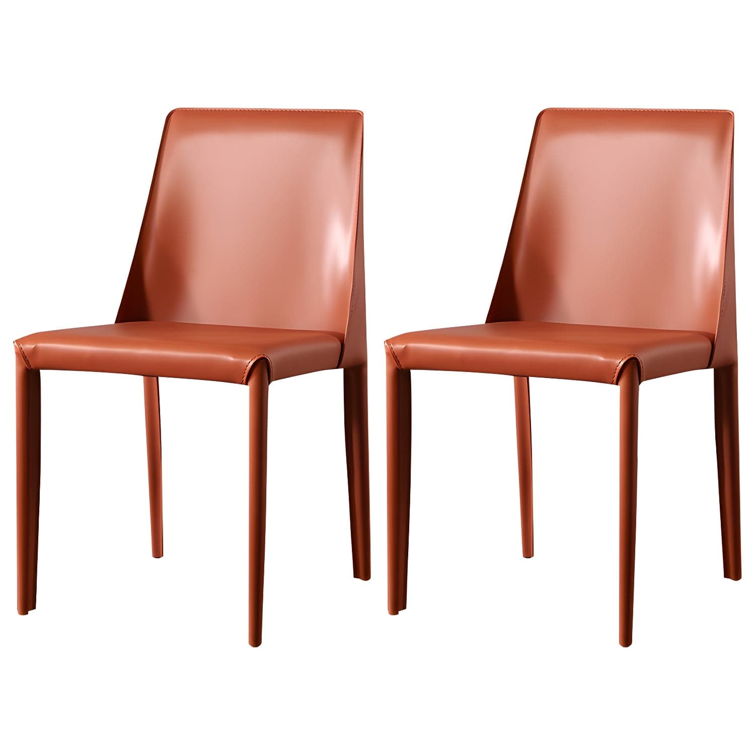 Solid Back Armless Dining Chairs Indoor Leather Side Chairs with Metal Legs - image 7