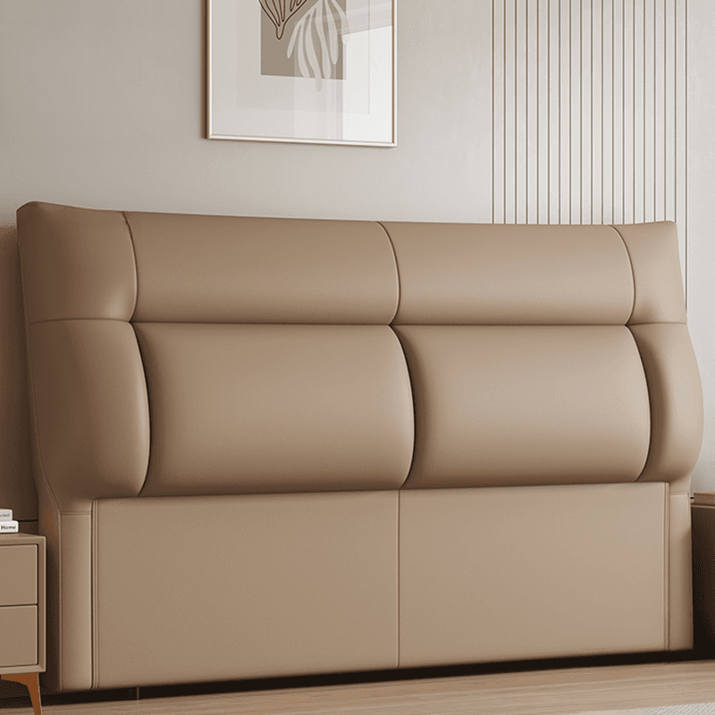 Trendy Panel Headboard in Natural Wood with No Distressing, Rectangle Shape for Queen/Full Bed, Featuring Sponge Upholstery and Standard Height