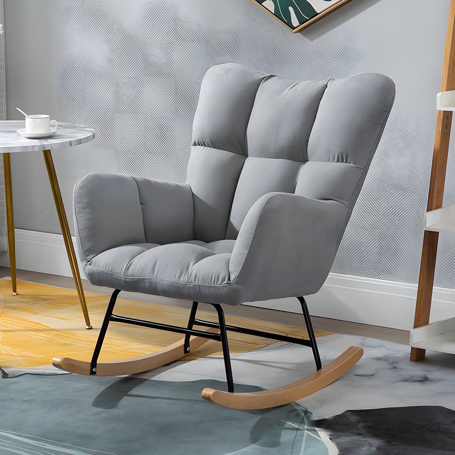 Simple Nordic Style Rocking Chair Balcony Lounge Recliner Sofa Rocking Chair - image 18