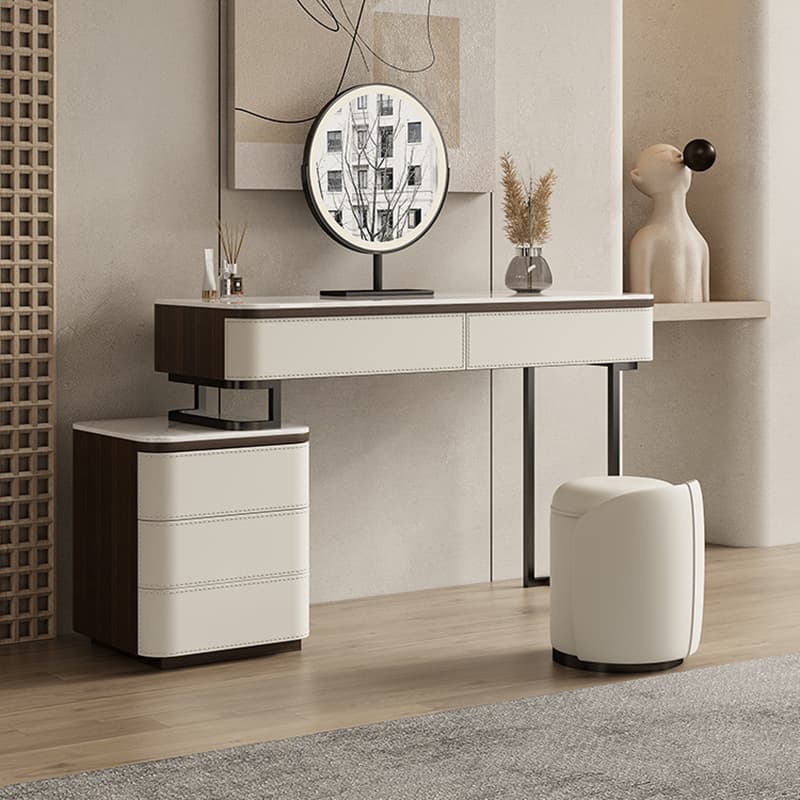 Modern Wood Vanity with Stone Top & 5 Drawers & Jewelry Storage & Assembly Required - image 5