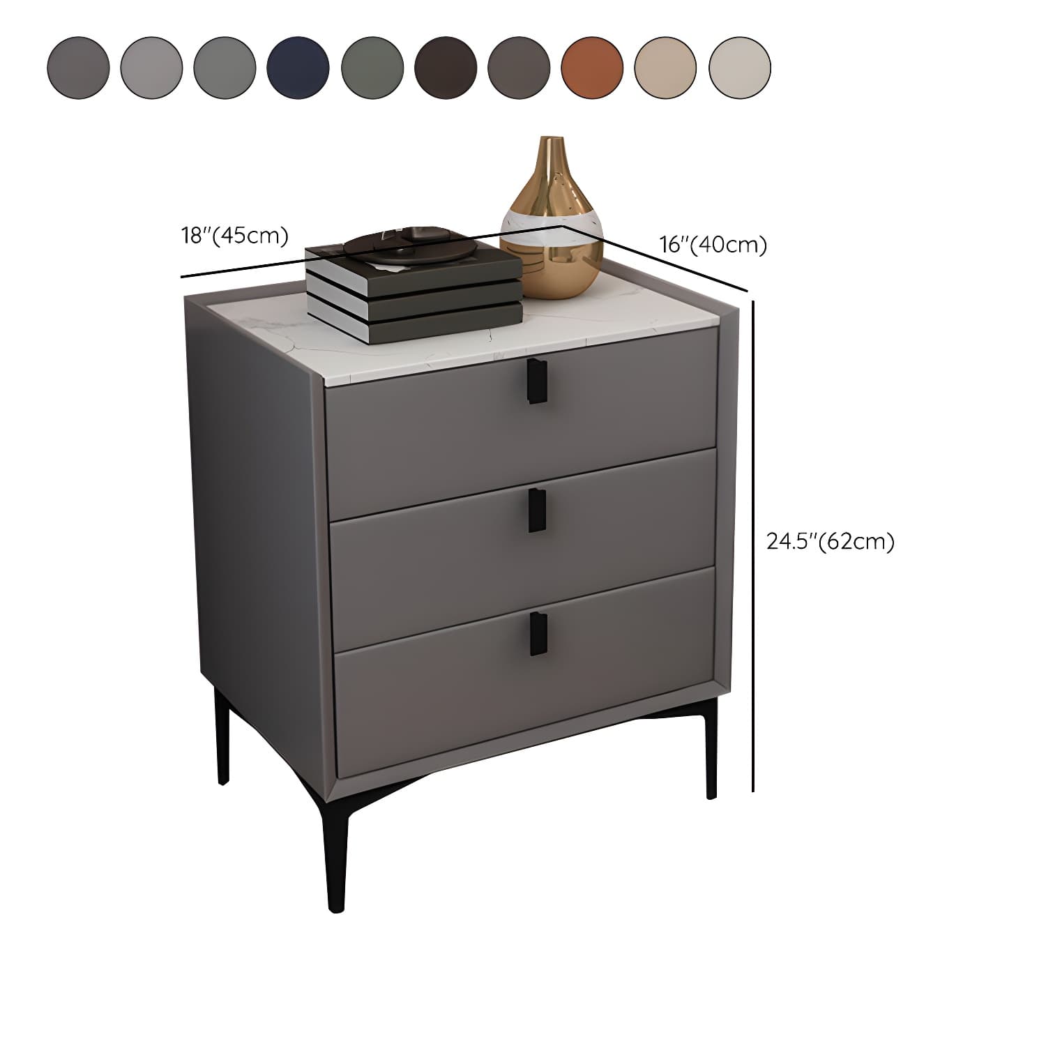 3 Drawers Solid Wood Nightstand Contemporary Night Table ,24" Tall - image 17