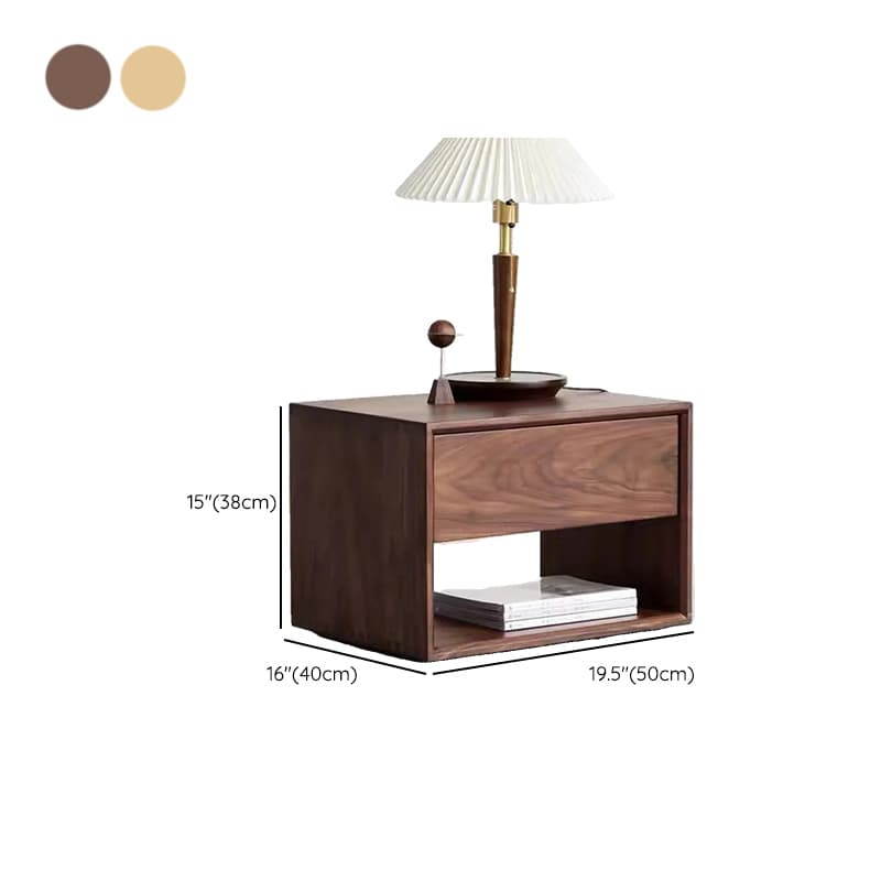 Solid Wood Open Shelf Nightstand with 1 Drawer in a Modish Style - image 14