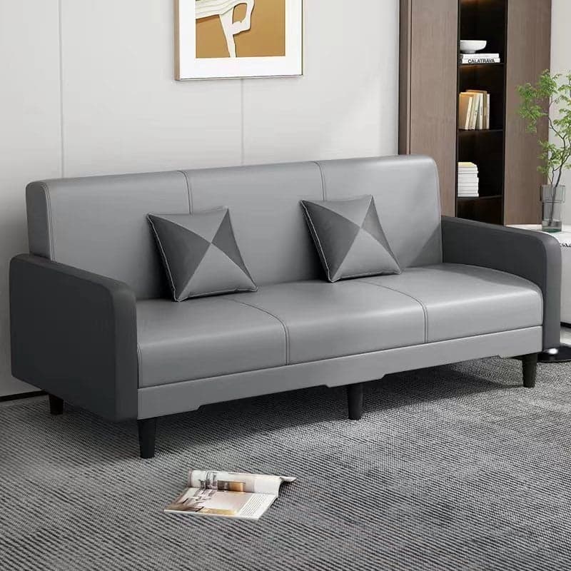 Trendy Solid Color Stain Resistant Standard Sofa in Grey/Cerulean/Beige with Arm, 4-seater/Seats 3 and 2 Pillows - image 9