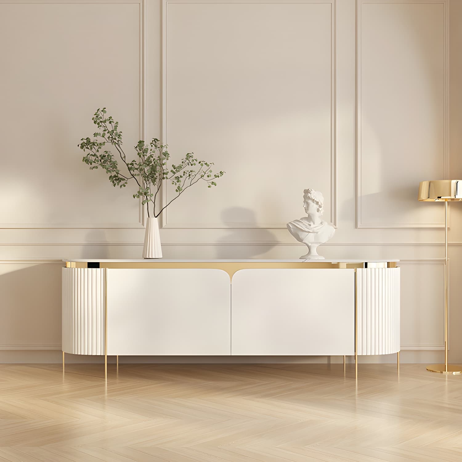 Marble TV Media Console Contemporary TV Console for Living Room - image 6