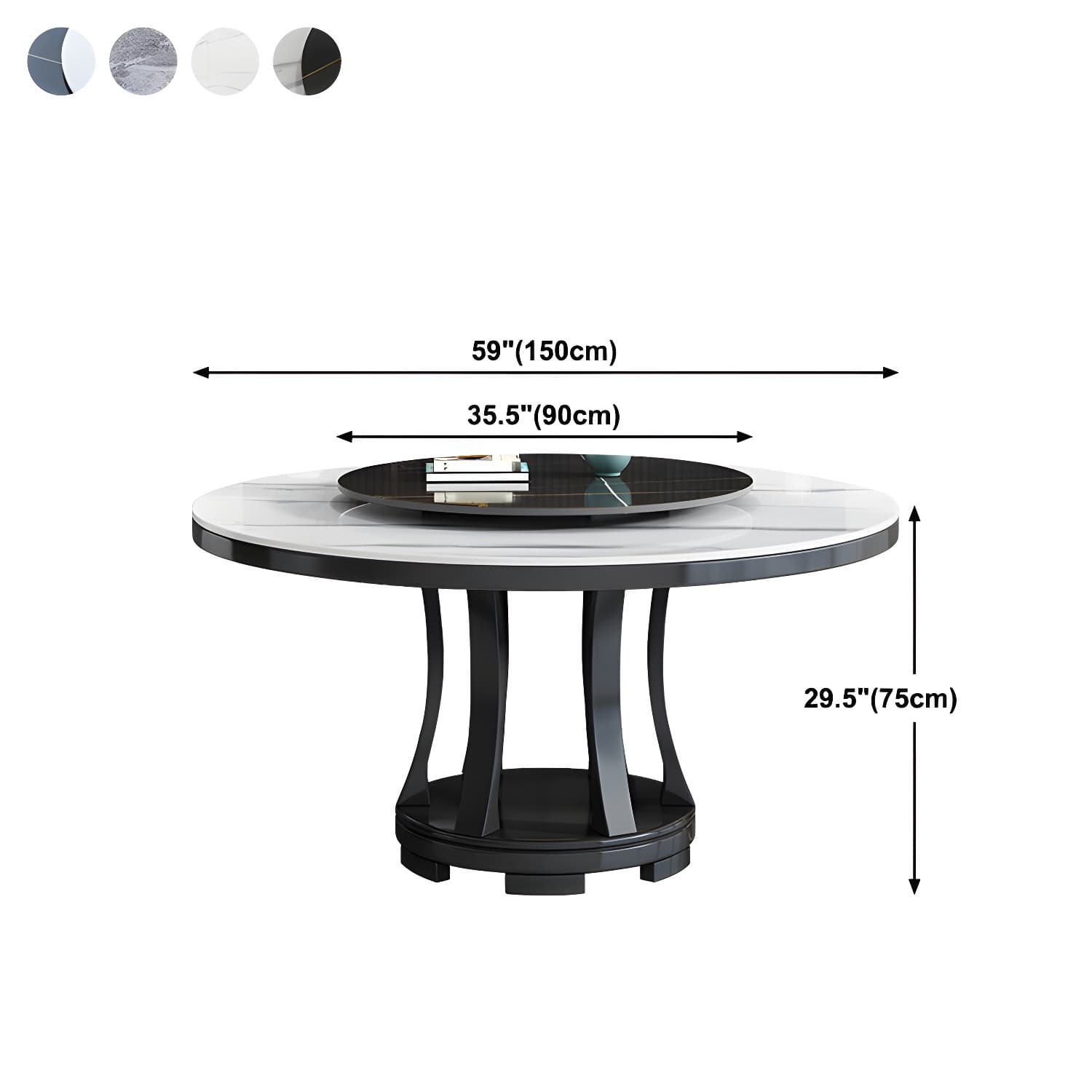 Modern Rubberwood Home Table Round Pedestal Convertible Dining Table - image 14
