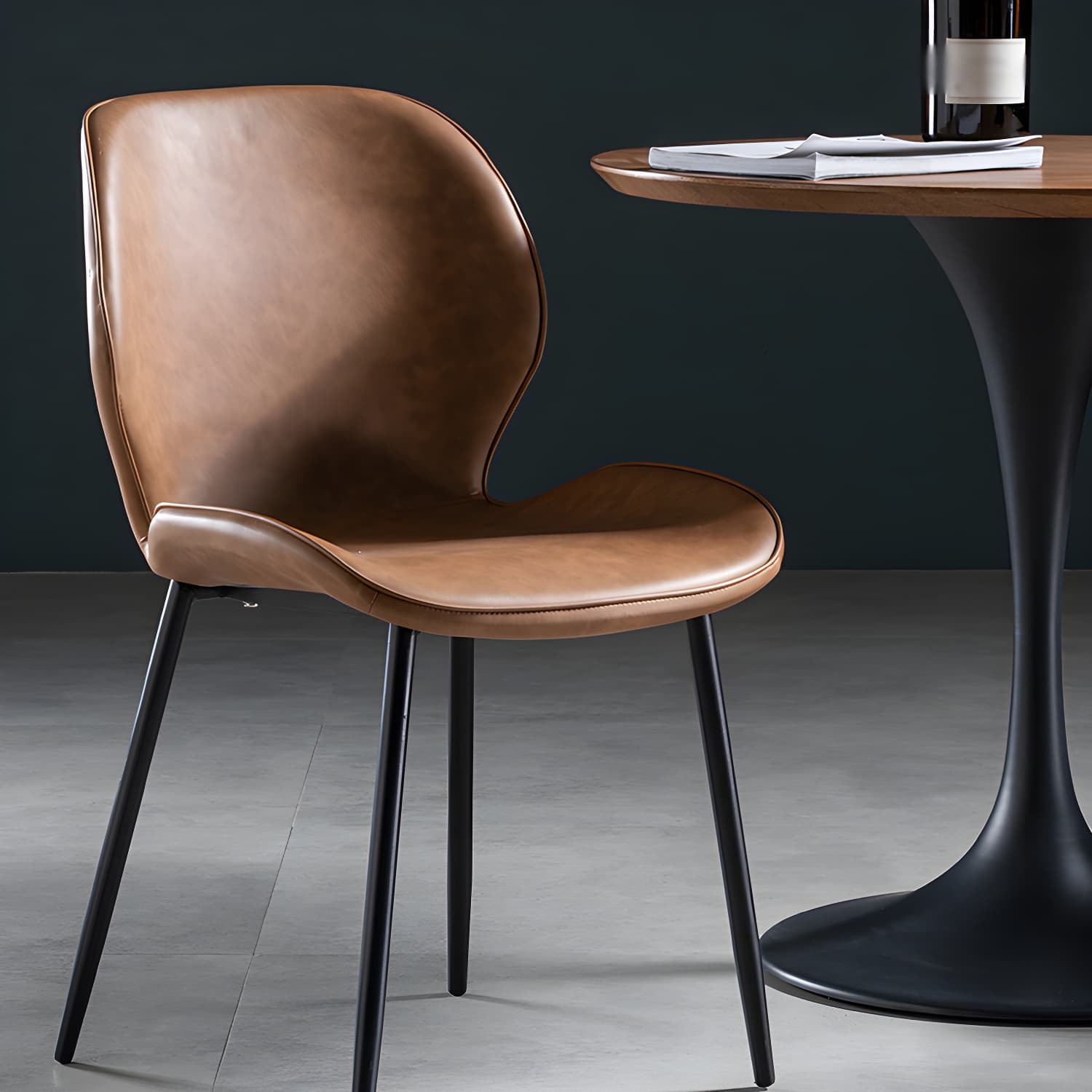 Scandinavian Leather Home Side Chair Matte Finish Wingback Dining Chair (Set of 2) - image 11