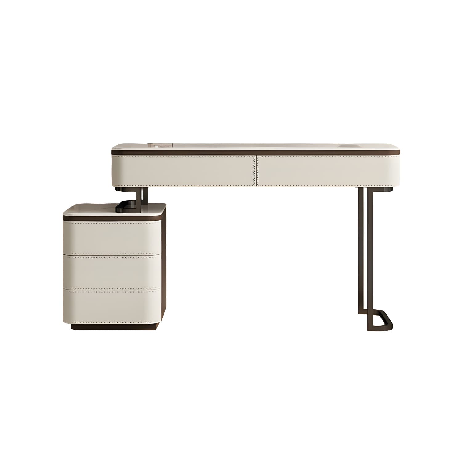 Modern Wood Vanity with Stone Top & 5 Drawers & Jewelry Storage & Assembly Required - image 8