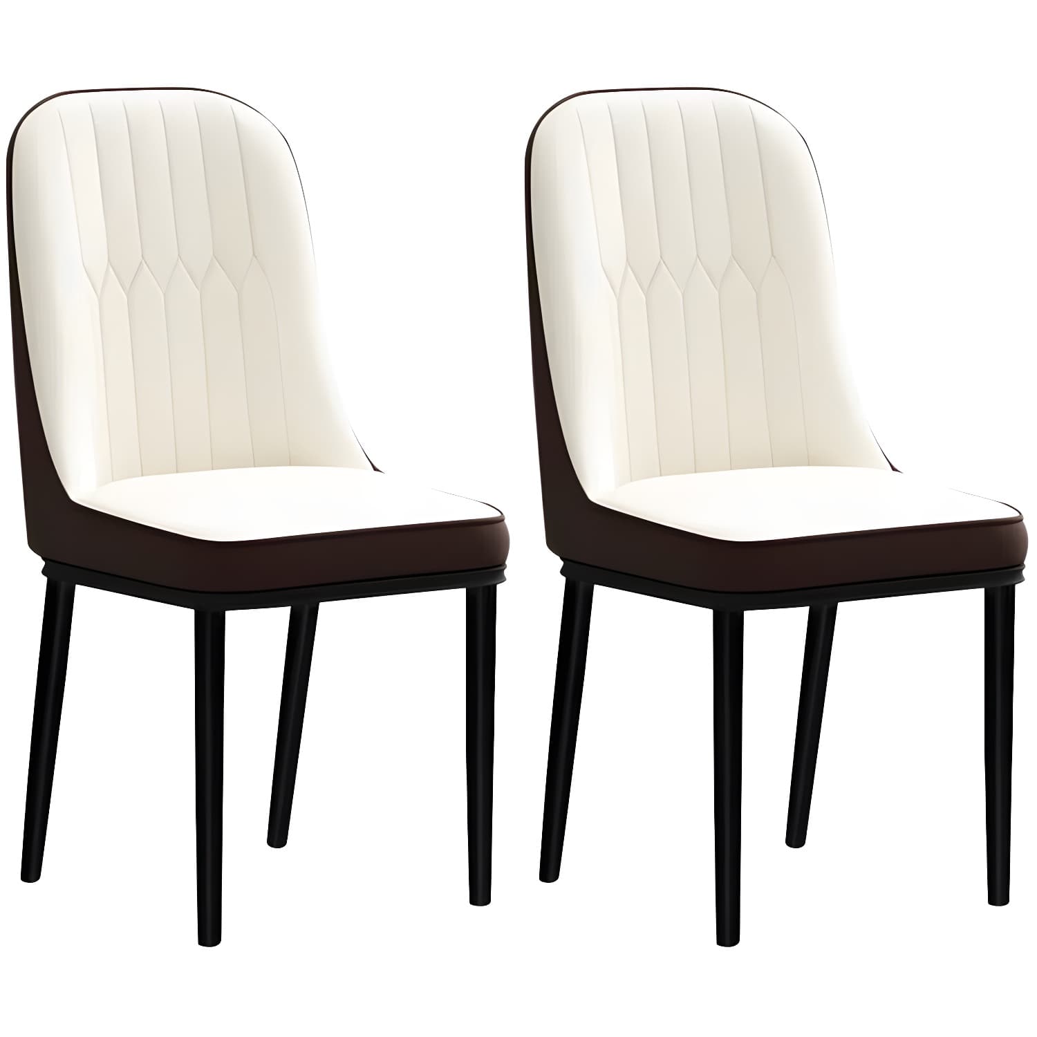 Modern Dining Room Armless Parsons Faux Leather Dining Side Chair