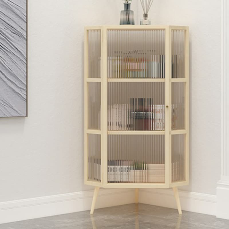 40cm Corner Modern Accent Cabinet with Glass Doors and Iron Base - image 7