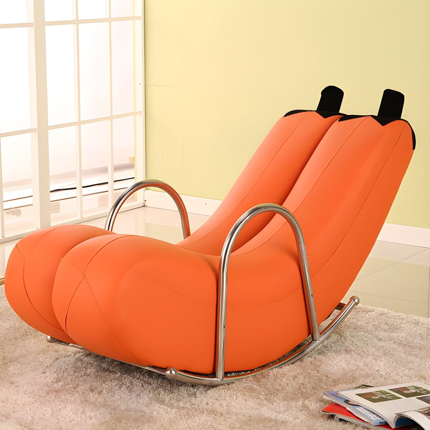 Stylish Silver Upholstered Rocking Chair with Track Arms - Modern Comfort - image 3