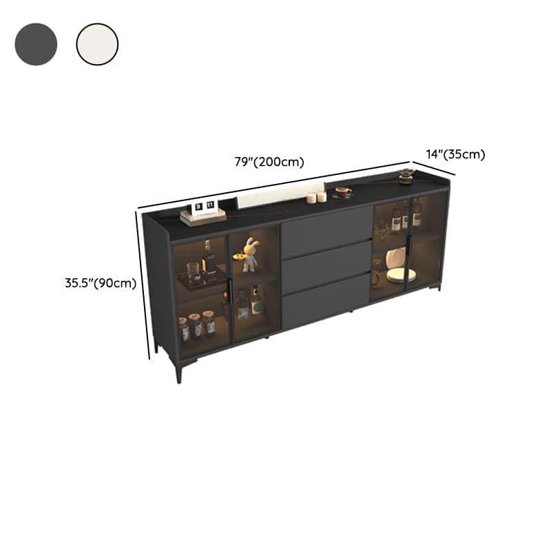Ground Buffet Table/Server with Stone Countertop, Glass Doors, and Flexible Shelf Storage Compartment - image 16