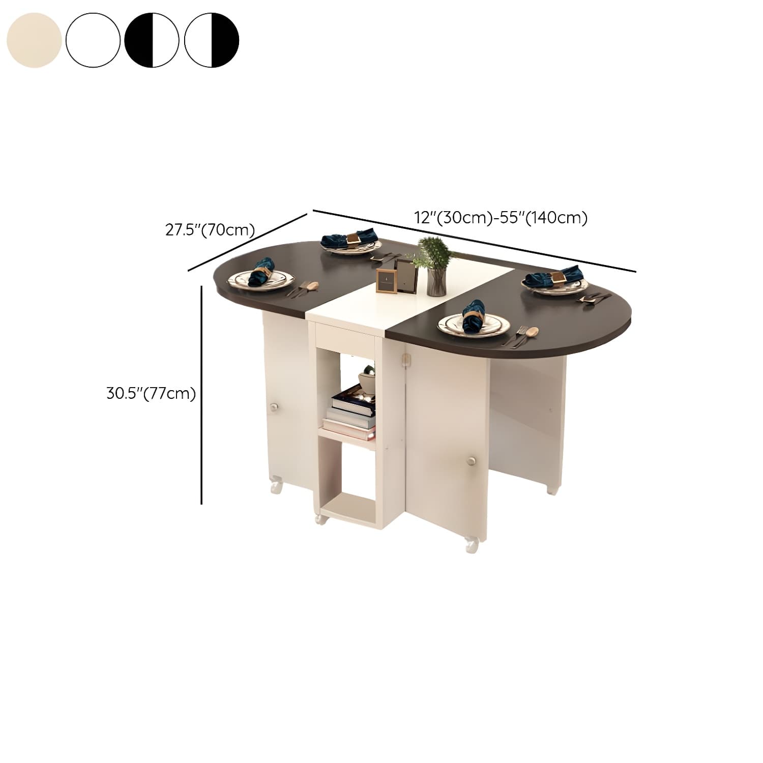 Collapsible Pedestal Manufactured Wood Kitchen & Dining Table 30in by 30in Modern Style - image 15