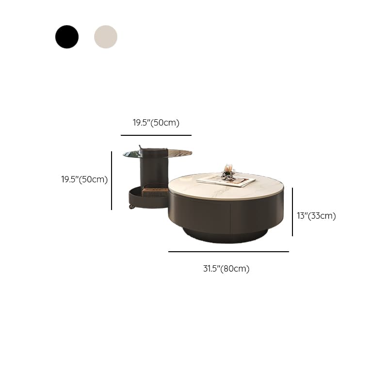 Rounded Coffee Table with 2 Drawers for Indoor Use in a Modern Style - image 14
