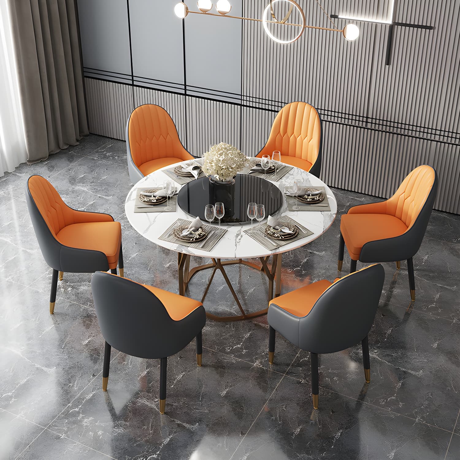 Faux Leather Dining Chairs Modern Parsons Arm Chair with Wood Legs - image 18
