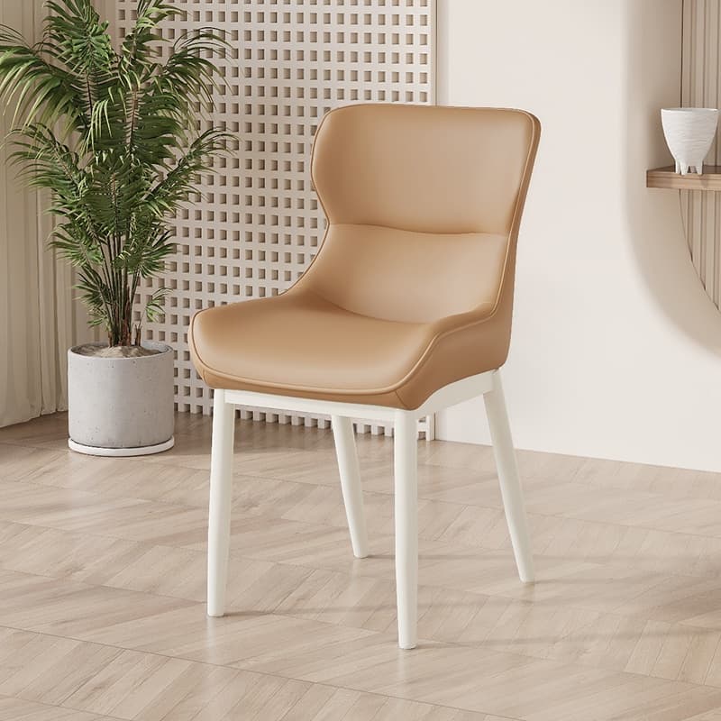 Contemporary Dinette Armless Chair with Solid Back Panel, Upholstered in Steel and Foot Pads