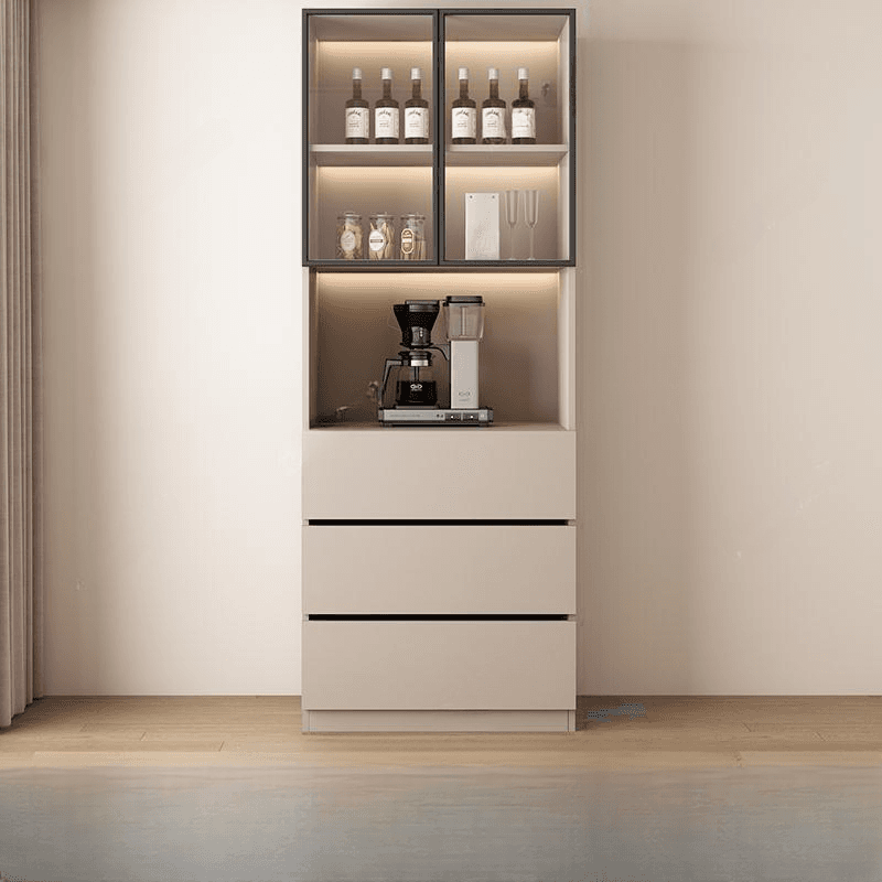 Wide/Standard/Narrow Modern Timber 3 Drawers 2 Shelves/3 Shelves/1 Shelf Glass Doors Pantry Hutch Sideboard - image 6