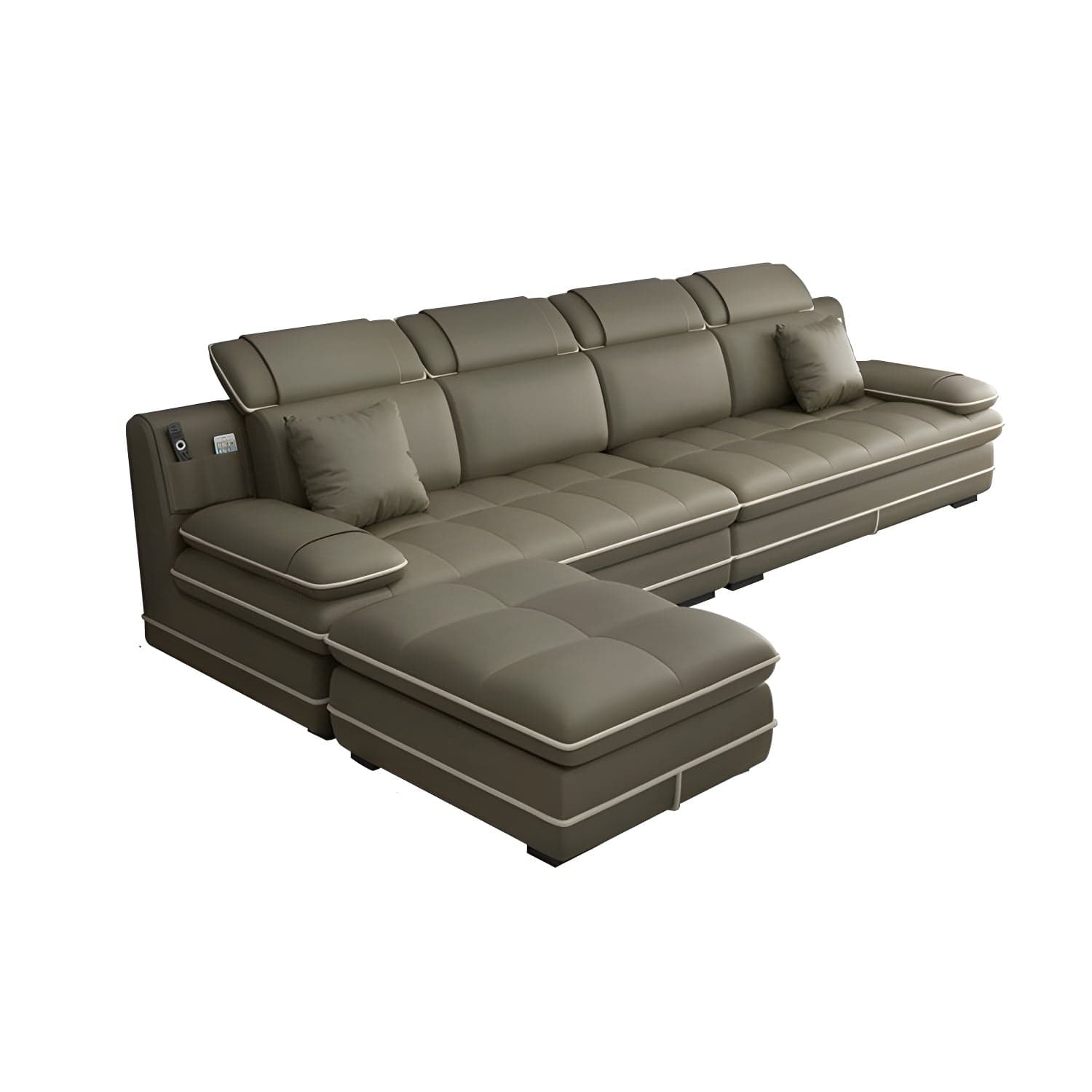 Elegant Gray Curved Sectional Sofa with Scandinavian Wooden Frame