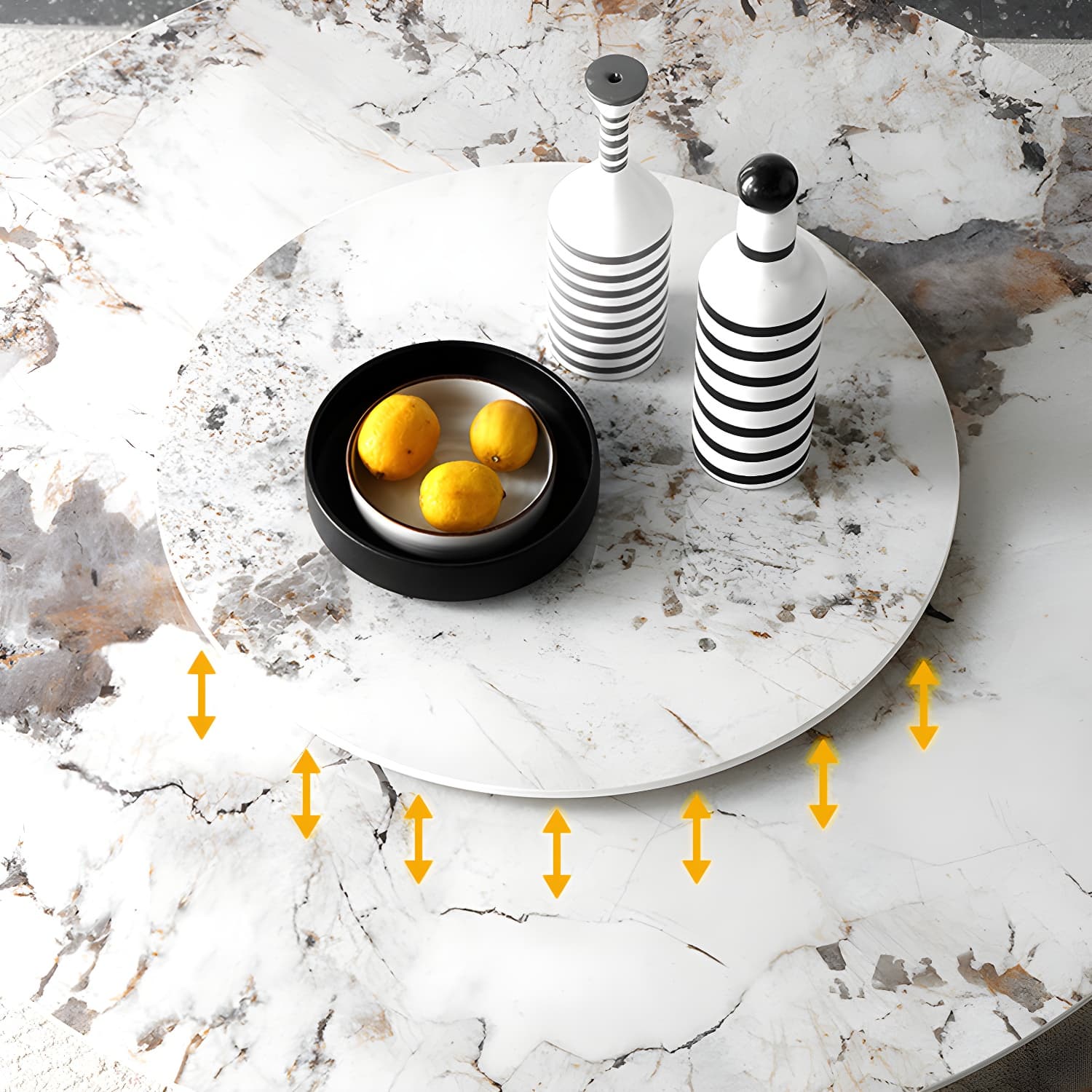 Round Sintered Stone Dining Table Stone Table in White with Pedestal - image 7
